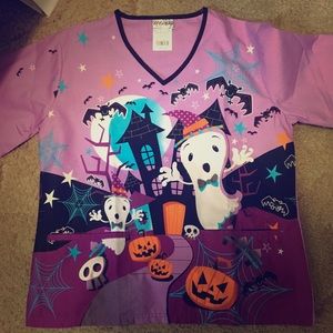 Halloween Medium Scrub Top Never Worn